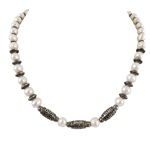 Balinese Pearl Necklace Sterling Silver Clasp Sterling Chain Extender - Picture 1 of 10